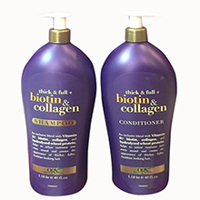 Bộ dầu gội xả kích thích mọc tóc OGX Biotin & Collagen Thick & Full của Mỹ 1,18 lít ngăn rụng tóc (có vòi)