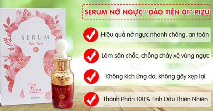 Serum Đào Tiên Pizu, tăng vòng 1, làm hồng nhũ hoa