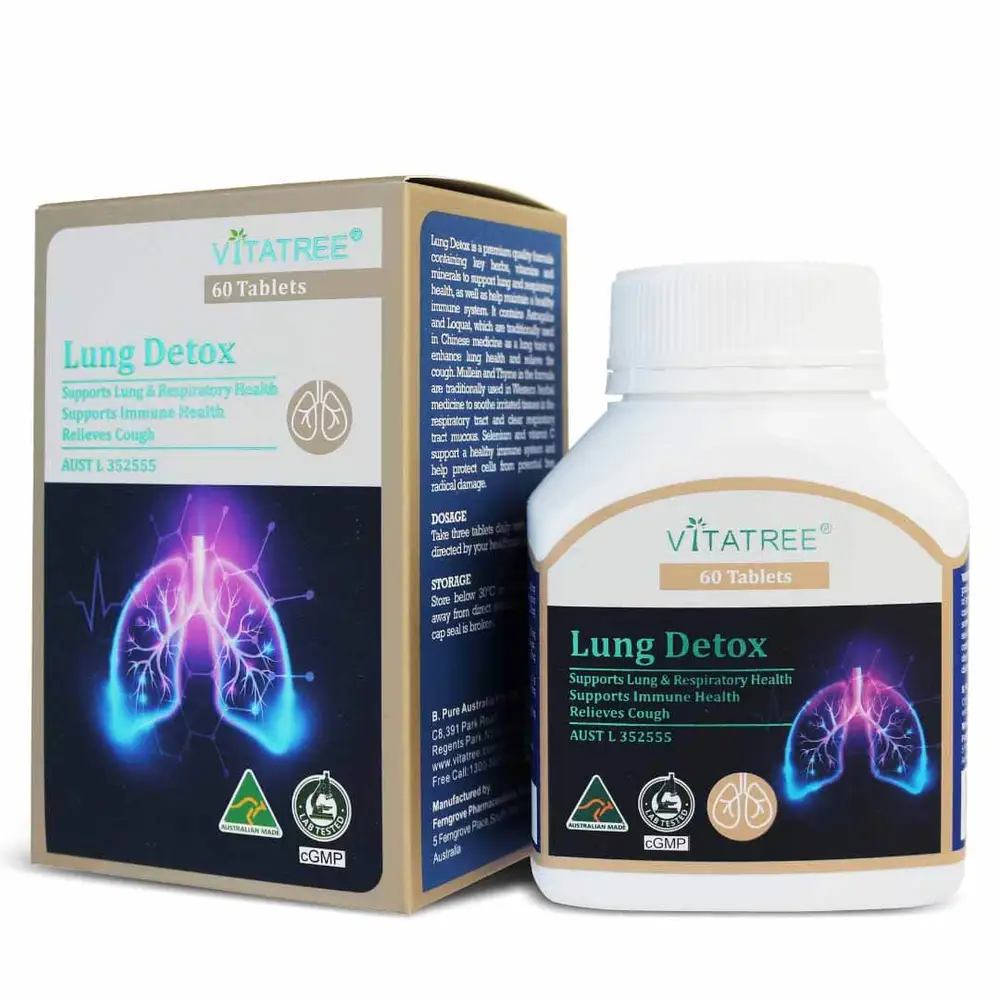 Viên uống Vitatree Lung Detox (Hộp 60 viên) – Thảo dược thải độc phổi, hỗ trợ giảm ho của Úc